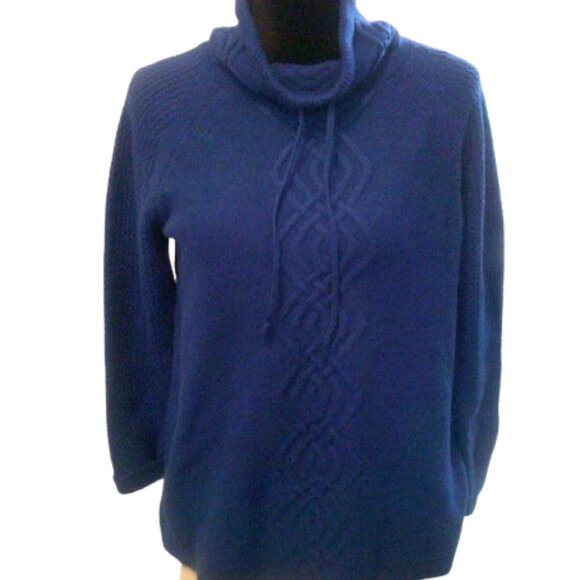 T by Talbots Cowl Neck Pullover Royal Blue Sweater Size M Lambswool blend - Picture 1 of 9